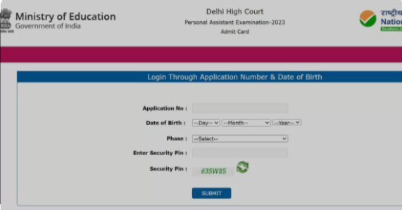 Delhi High Court PA Admit Card 2023